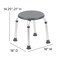 Flash Furniture 9-1/2" L, Polyurethane, Aluminum, Gray Bath & Shower Stool DC-HY3400L-GRY-GG - alternate 7